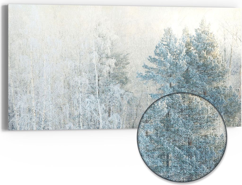 DEQORI Hybrid Leinwand Bild 60x30 cm 'Frostige Stille' Wandbild Glas flach modern