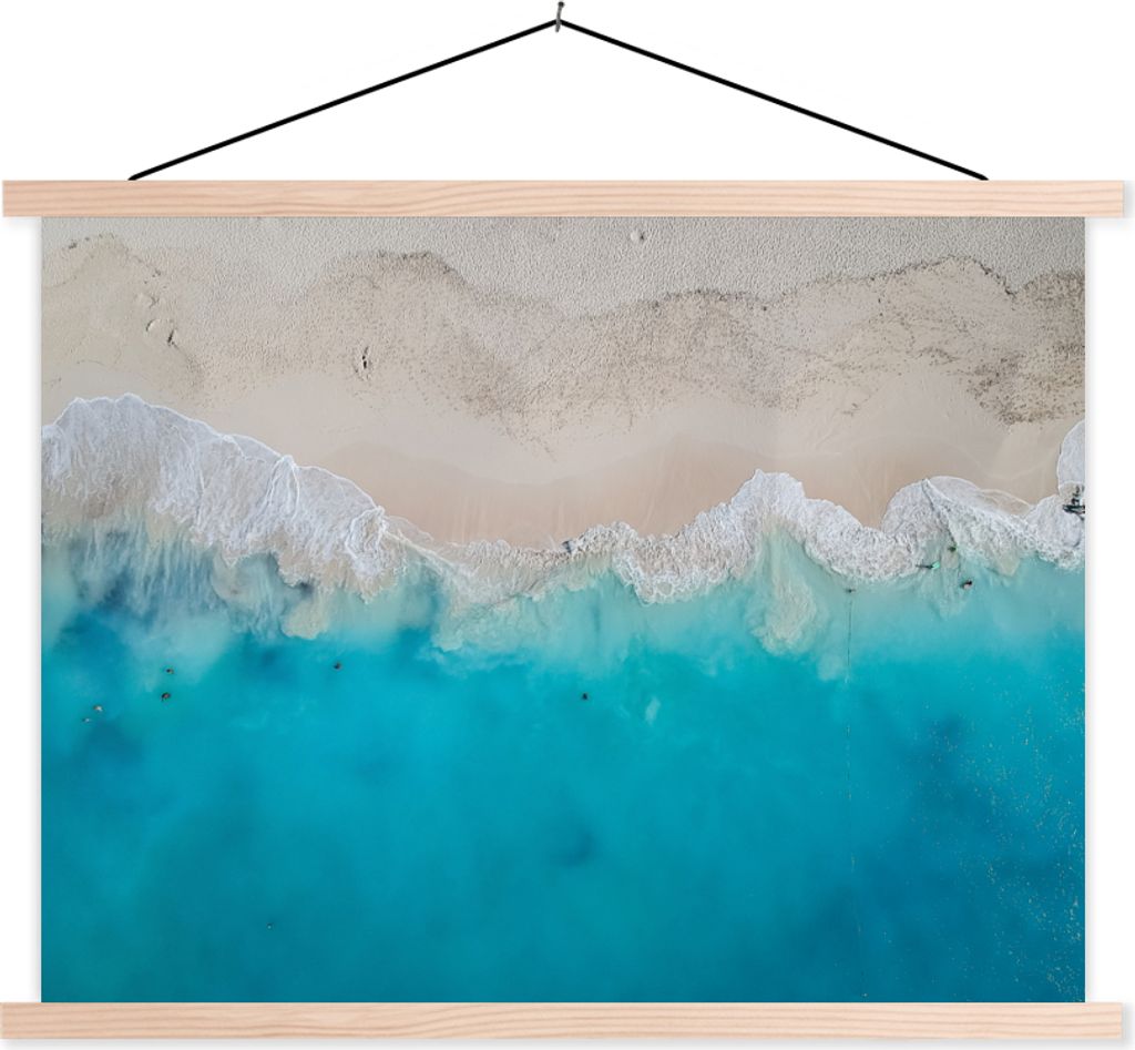 MuchoWow Textilposter Meer - Strand - Sommer 60x45 cm mit holzfarbenen Rahmen - Bild