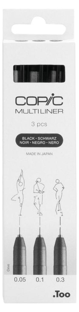 Copic Multiliner Fineliner schwarz 0.05+ 0.1+ 3 St. Produktbild 