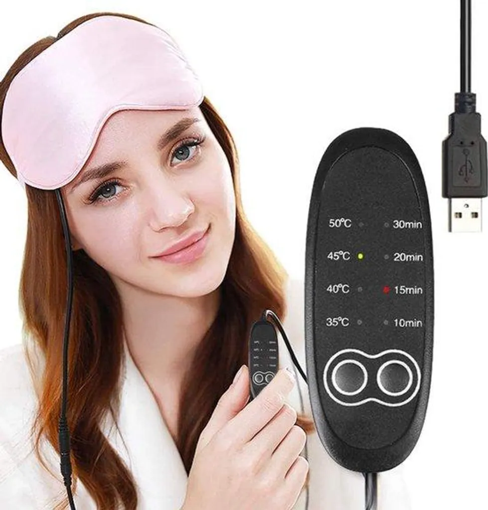 Masque facial chauffant à 4 intensités rose pour paupières et détente