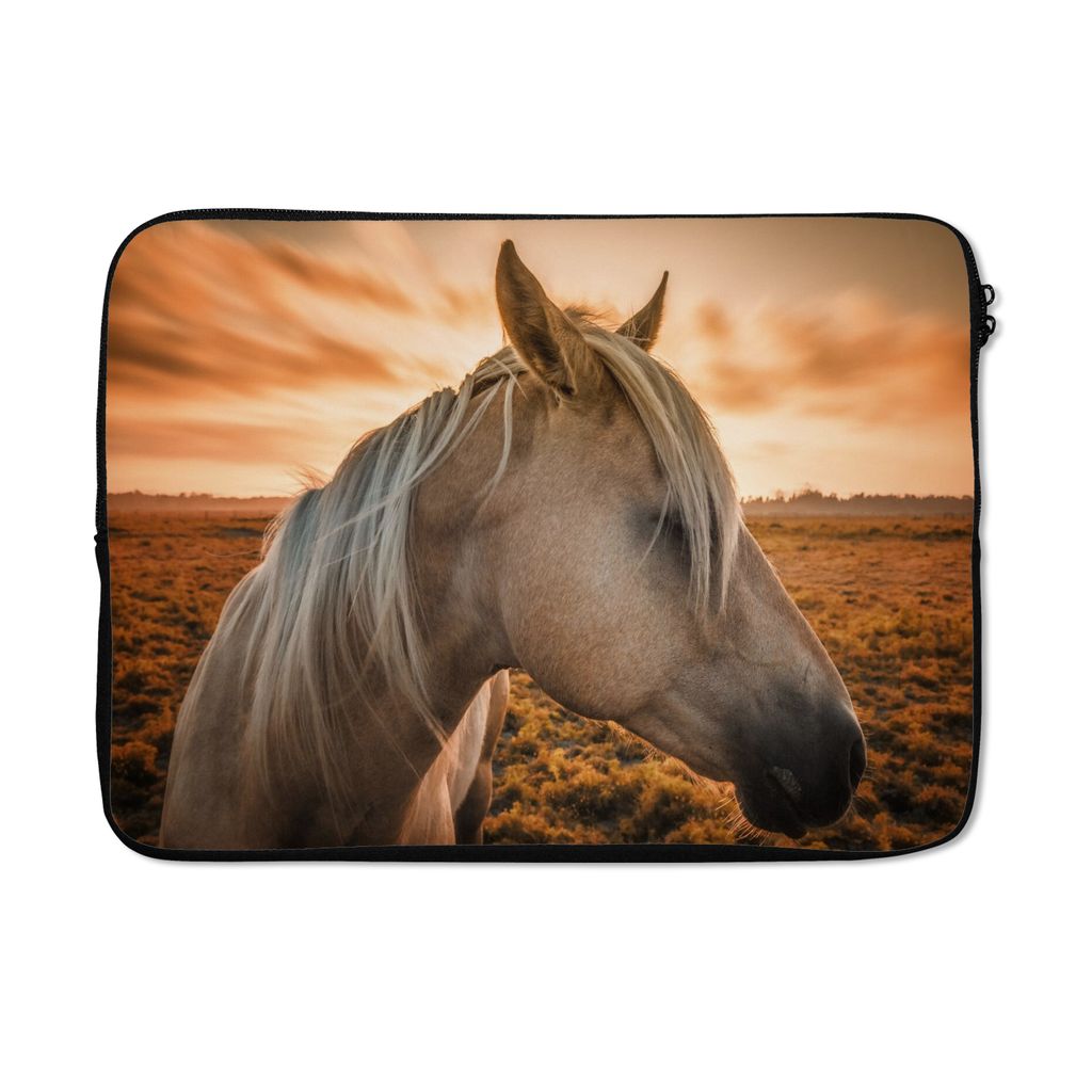 MuchoWow Laptop Hülle 14 ZollPferd - Tiere - Porträt Laptoptasche - Laptoptasche - Stoßsicher - Schutzhaube