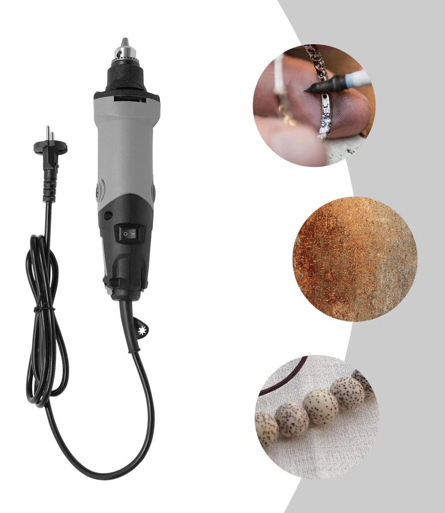 Multifunktionswerkzeug - Mini Schleifer & Mini Bohrer Set - 400W - Drehzahl 5.000–28.000 U/min, regelbar - 220V 50Hz - Kupfermotor - Grau+Schwarz