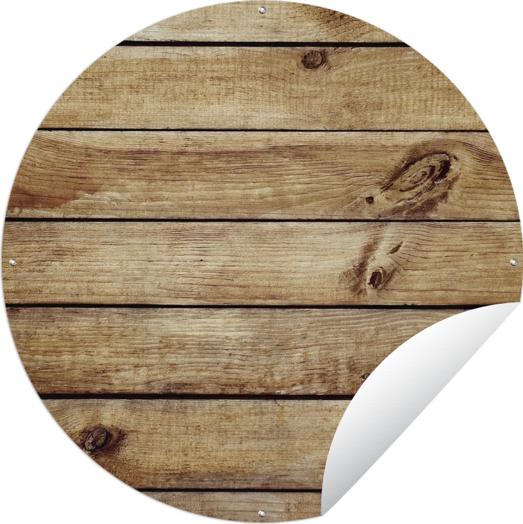 MuchoWow Gartenposter Outdoor-Poster Rund Holz - Bohlen - Struktur Ø 120 cm Gartendeko Rundes Poster draußen