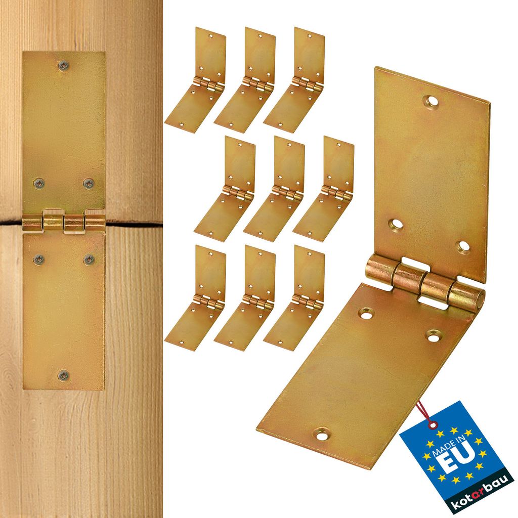 KOTARBAU Kistenband 200 x 50 mm 10 St. Scharnier Gerollte Tischband Möbelscharnier Gelb Verzinkt Torband Möbelband Türscharnier 2 Flügel
