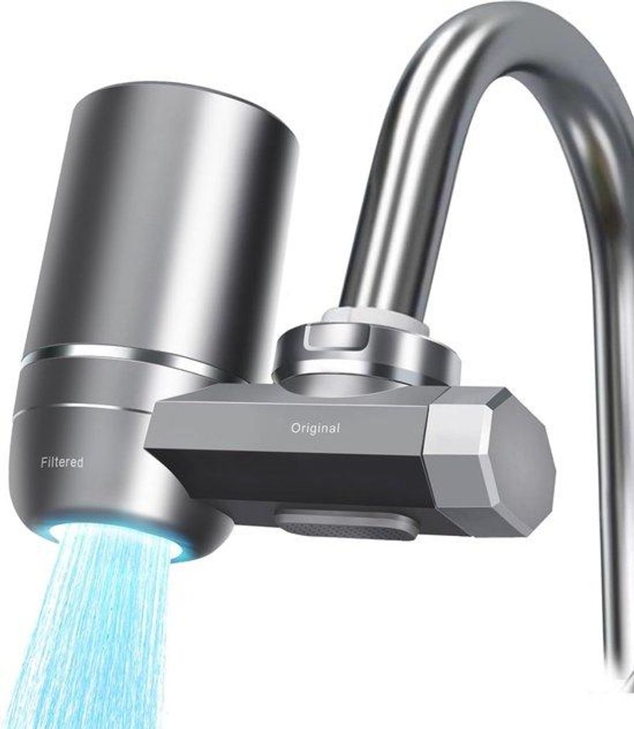 Wasserfilter Trinkwasser mit Blaulicht, 2-Kanal-System entfernt Chlor und Schwermetalle