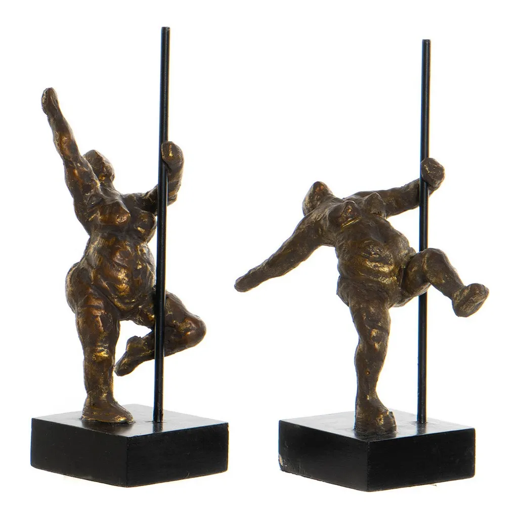Figurine décorative DKD Home Decor en aluminium et bois de manguier 2 pcs