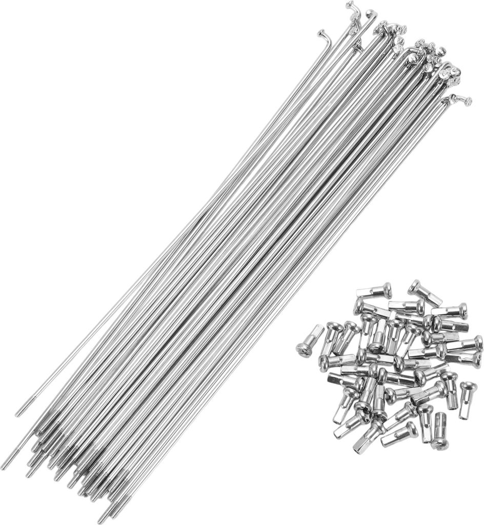 Fahrrad Speichen 14G 201MM Mountainbike Speichen aus Kohlenstoffstahl Silberfarben 36 Stück