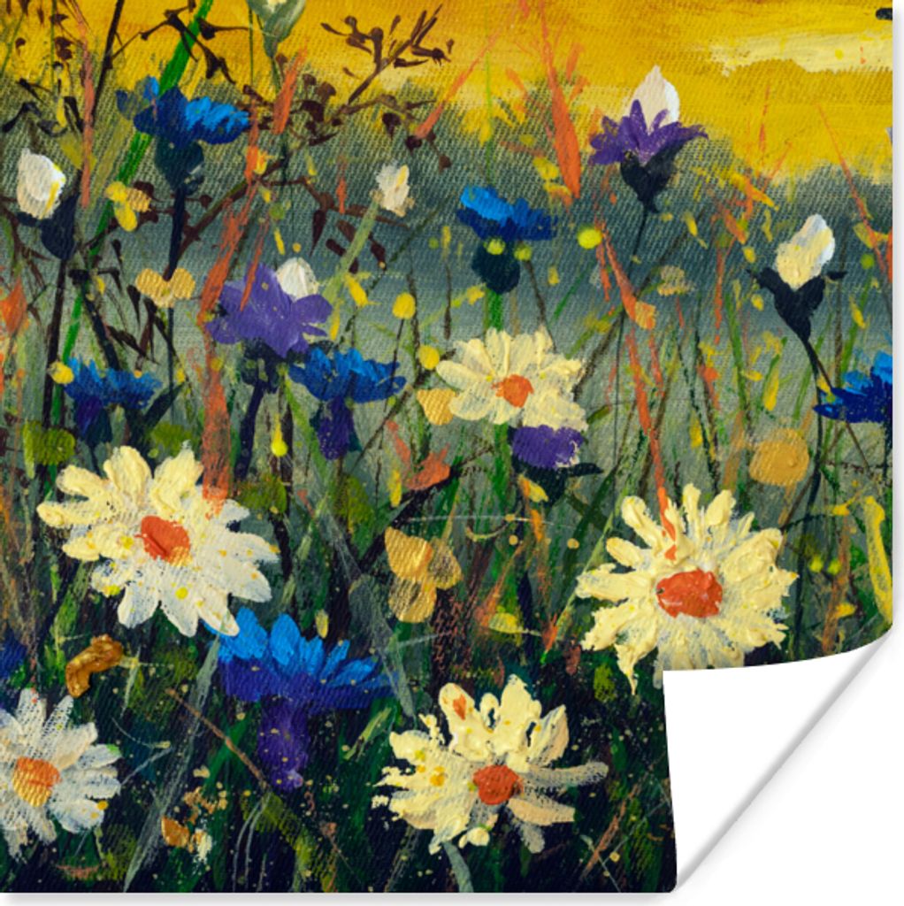 MuchoWow Poster Malerei - Ölgemälde - Natur - Blumen 100x100 cm - Babyzimmer