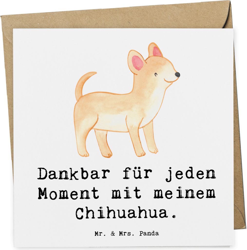 Mr. & Mrs. Panda Grußkarte Chihuahua Moment - Weiß - Geschenk, anlasskarte, doppelkarte, faltkarte, Glückwunschkarte, Klappkarte