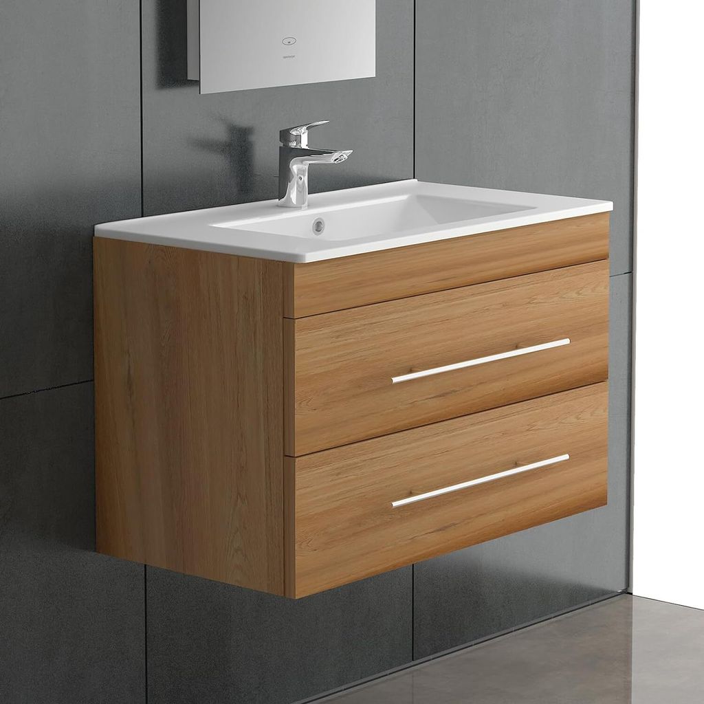 Alpenberger Waschtisch Set | 70 cm Breites Waschbecken mit Unterschrank | Ideal für Bad und Gäste-WC | Hängender Waschtischunterschrank für Sti...