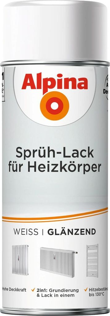 Alpina Sprühlack für Heizkörper 400 ml weiß glänzend Produktbild 