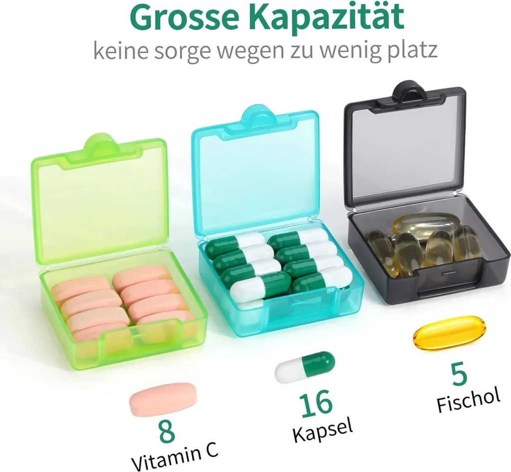 Pilulier de voyage compact à 3 compartiments pour cure de vitamines