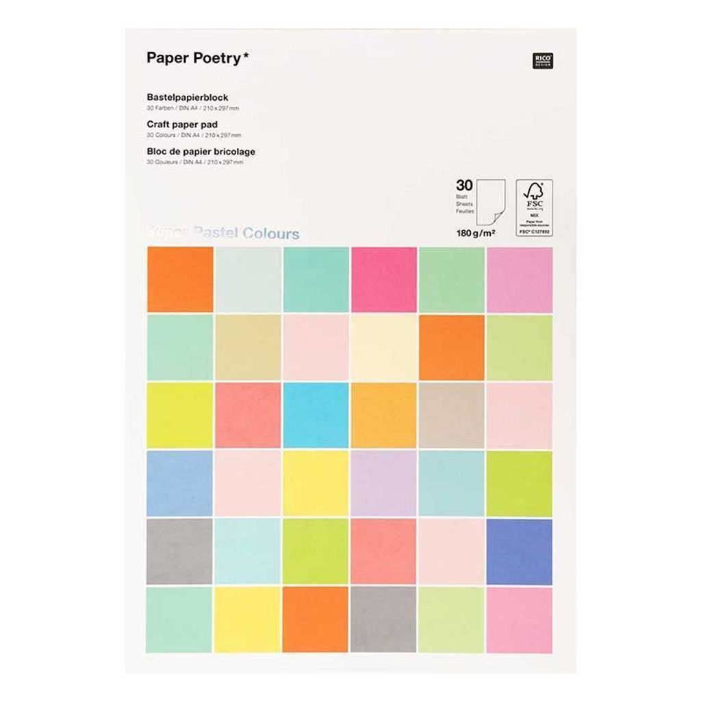 30 feuilles de papier A4 180 g - pastel Image du produit 