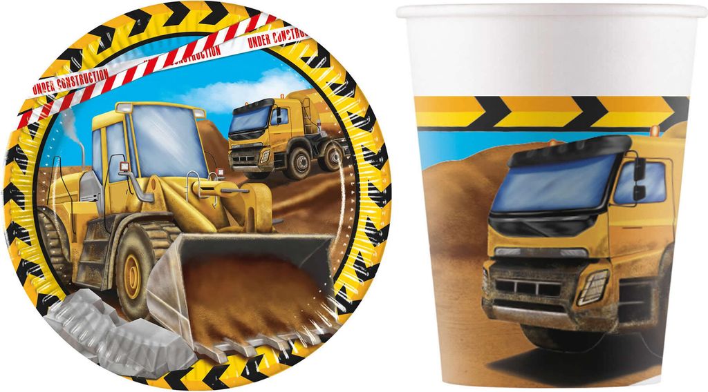 16-tlg. Set Kindergeburtstag Party Feier Fete Deko Motto Baustelle