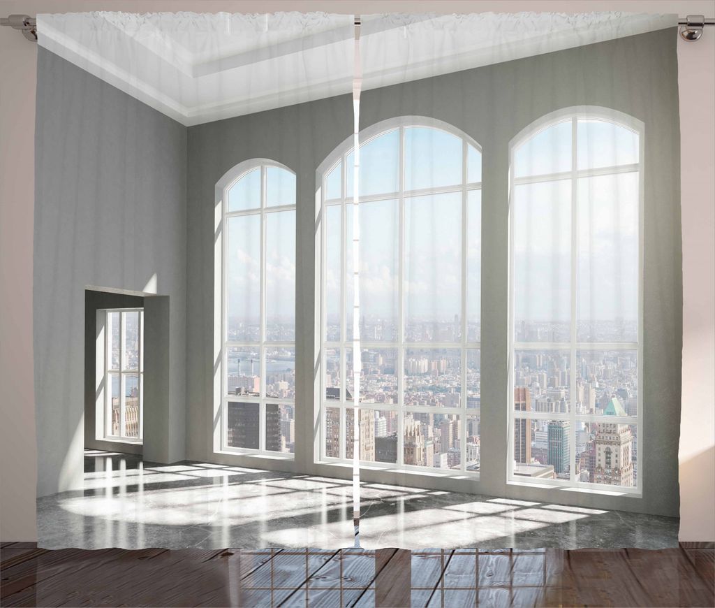 ABAKUHAUS Städtisch Rustikaler Vorhang, Sonnenuntergang in New York City, Wohnzimmer Universalband Gardinen mit Schlaufen und Haken, 280 x 245 cm,...