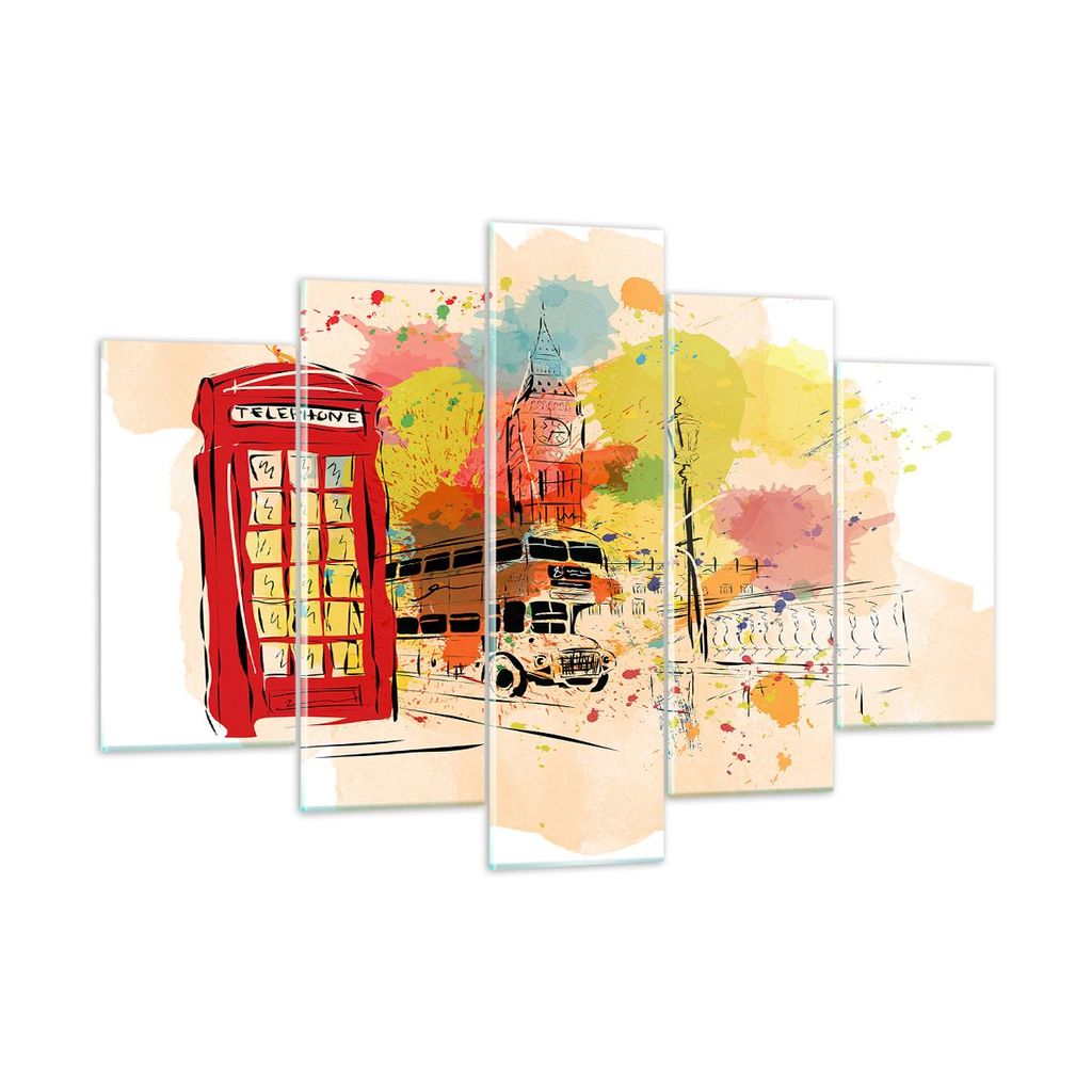 Bilder auf glas - London Bus - 150x100cm - Glasbilder - Wandbilder - Bilder - Kunstdruck - zum Aufhängen bereit - Wanddekoration aus Glas - Glas B...