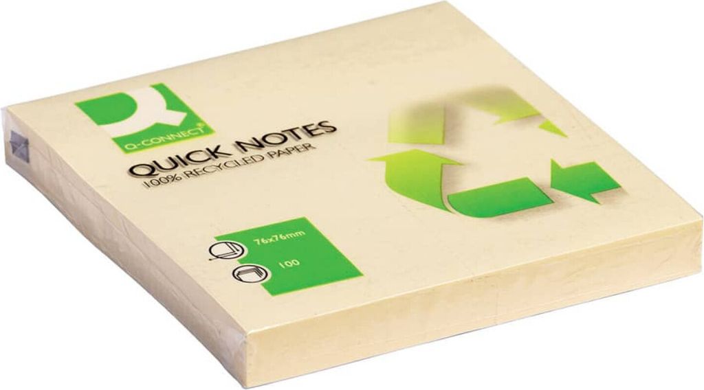 Q-Connect Haftnotizen Recycling - 76 x 76 mm, gelb