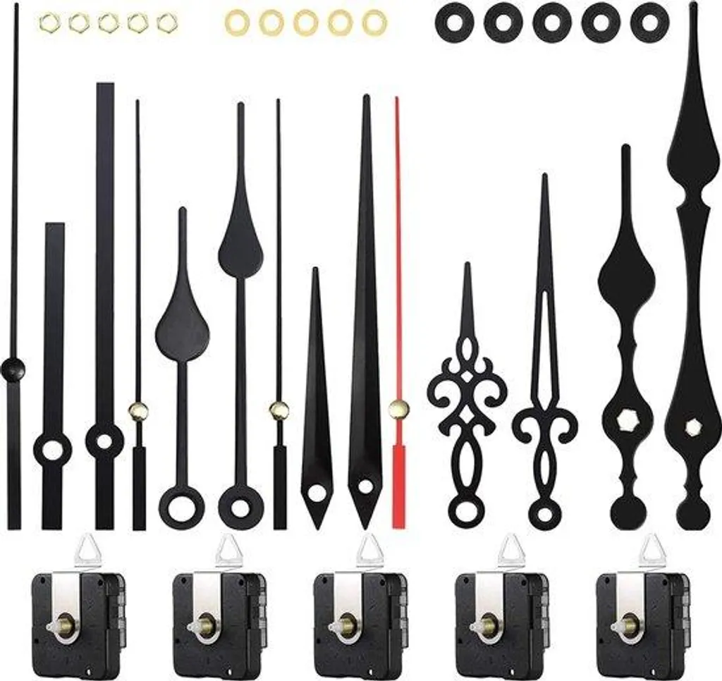 Mécanisme quartz grande amplitude et 5 paires d'aiguilles noires 20mm