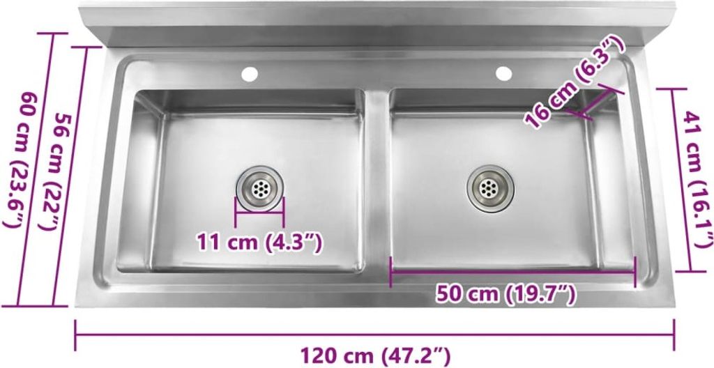 vidaXL Kuchyňský dřez Double Bowl z nerezové oceli Obrázek produktu 2