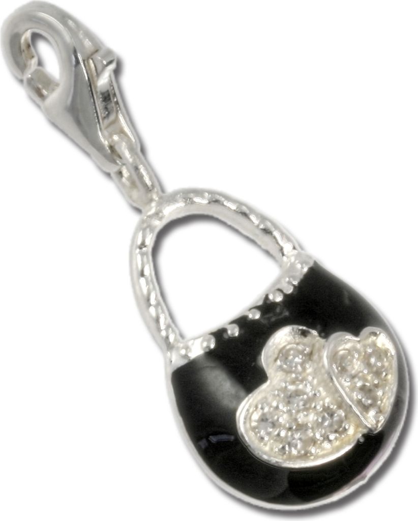 SilberDream Charm Schmuck Anhänger Tasche schwarz 925 Echt Silber FC3030S