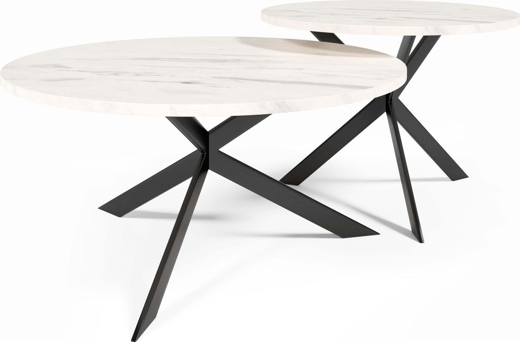 FURNLUX Couchtisch Libre Weiss Und Grau 75cm / Hauptfarbe: Weiß / Abmessungen: 75 x 36 x 75 cm