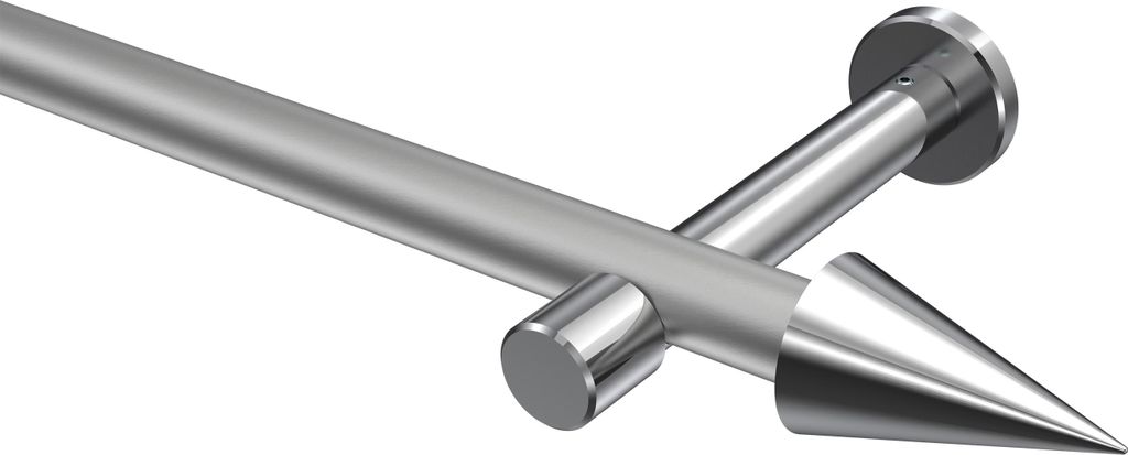 Interdeco Gardinenstange / Vorhangstange Silbergrau / Chrom, Typ Prestige Savio (Kegel) ohne Ringe, 20 mm Ø 1-läufig, 100 cm
