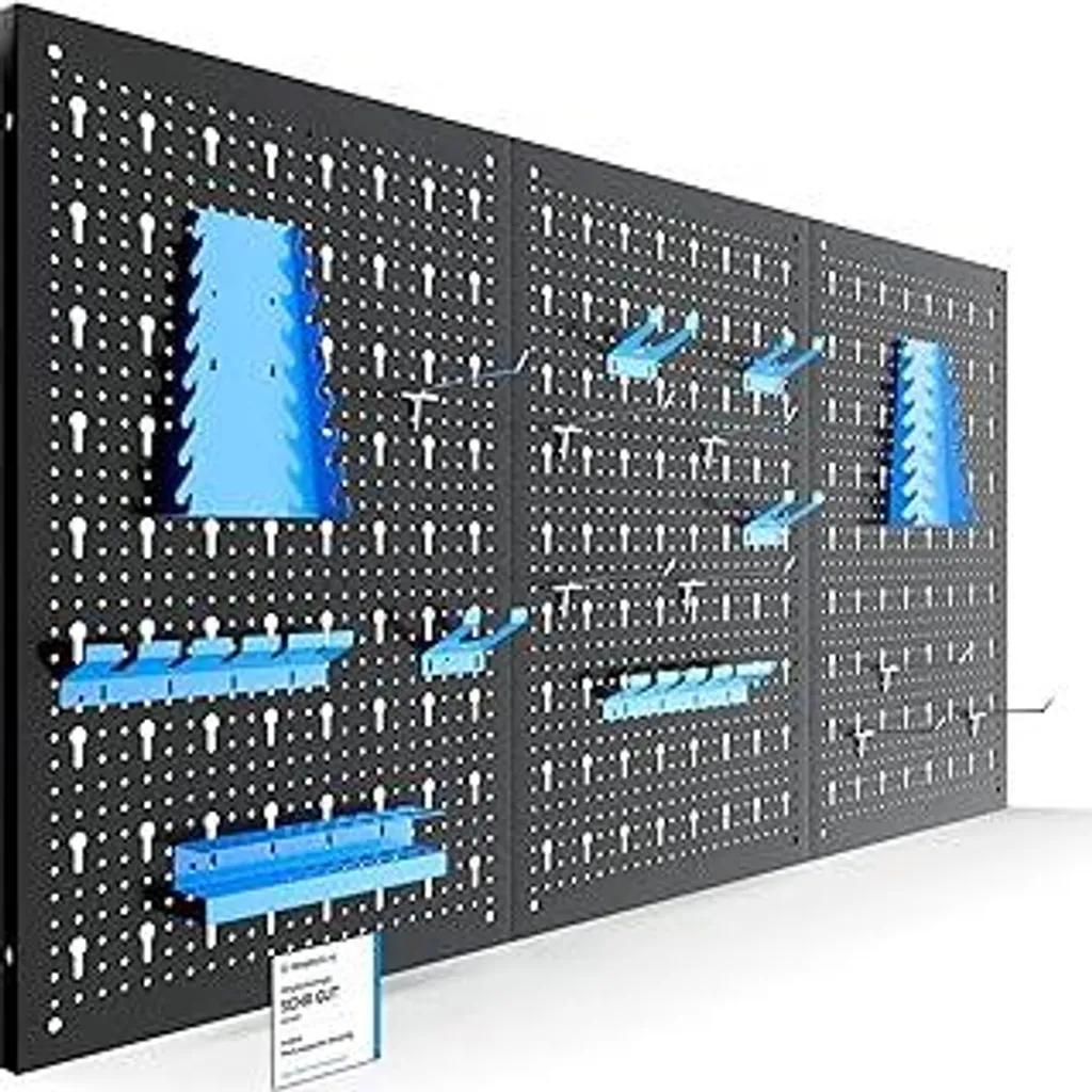 Sistema Parete Forata Arebos Metallo Blu | Organizzazione Officina 17 Pezzi
