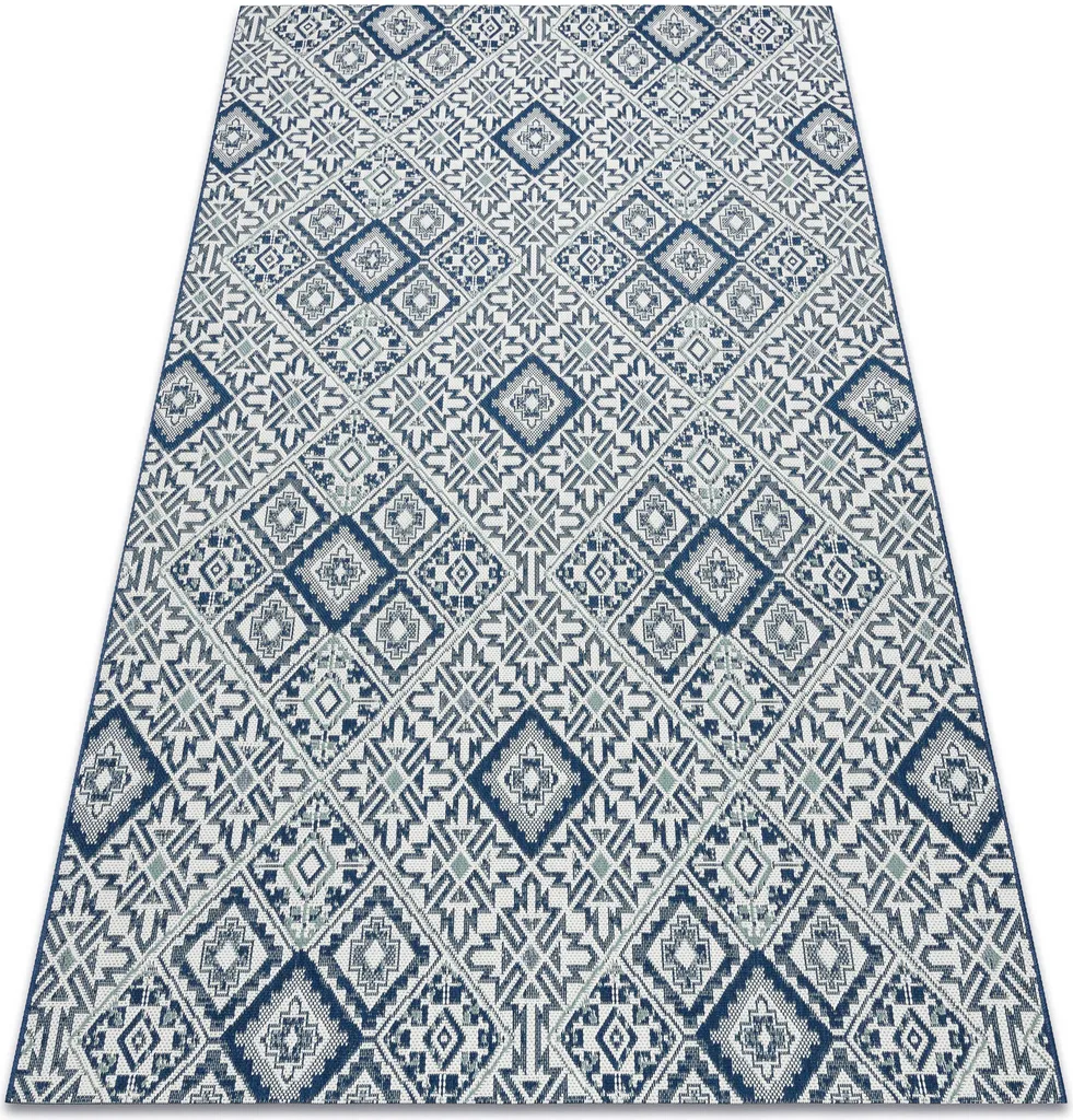 Tapis en corde sisal Color 19247/699 bleu à motifs losanges 120x170 cm