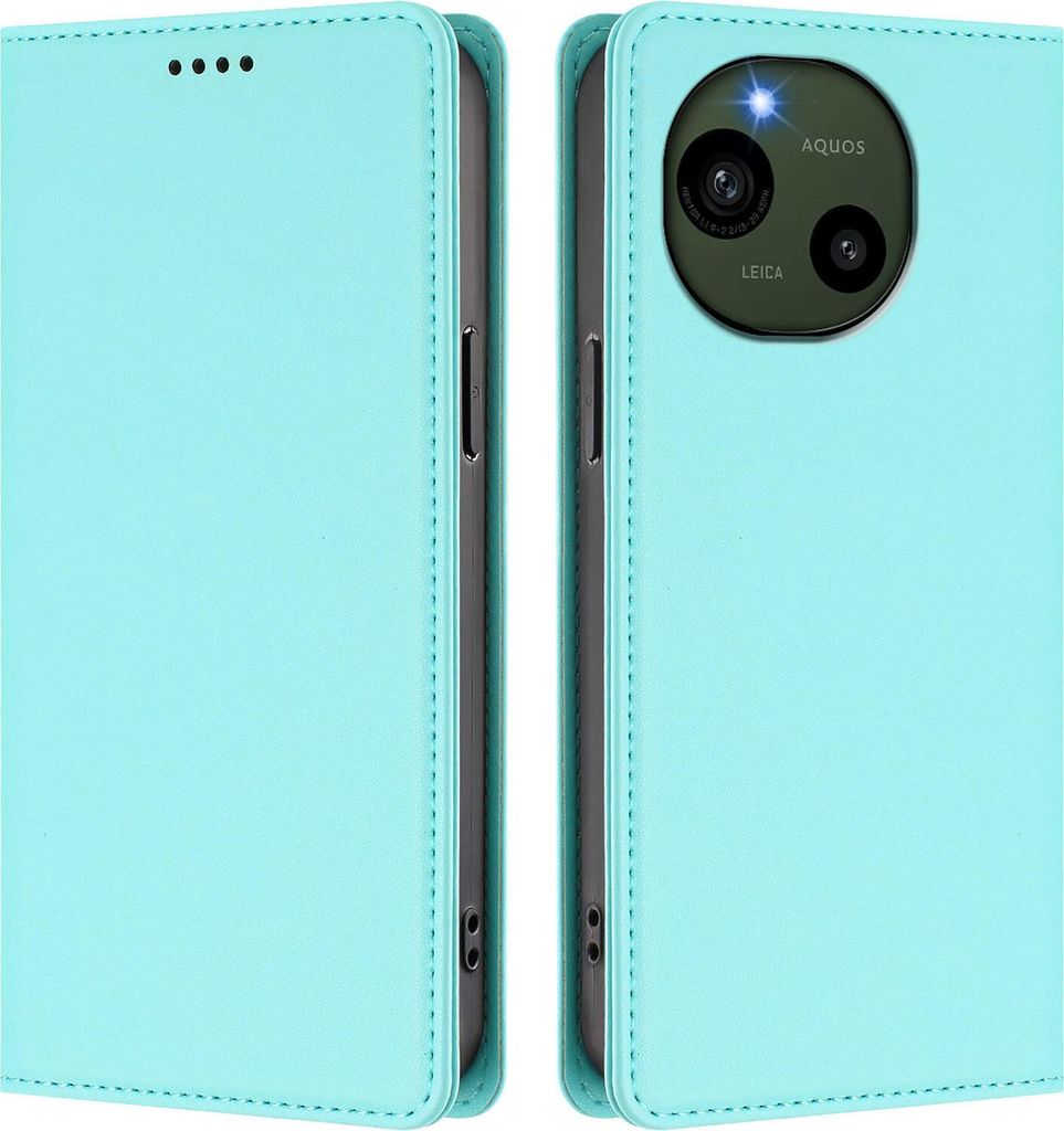 Handyhülle für Sharp Aquos R9, Kunstleder Klapphülle Stoßfeste Magnetische Hülle mit Ständer Türkis