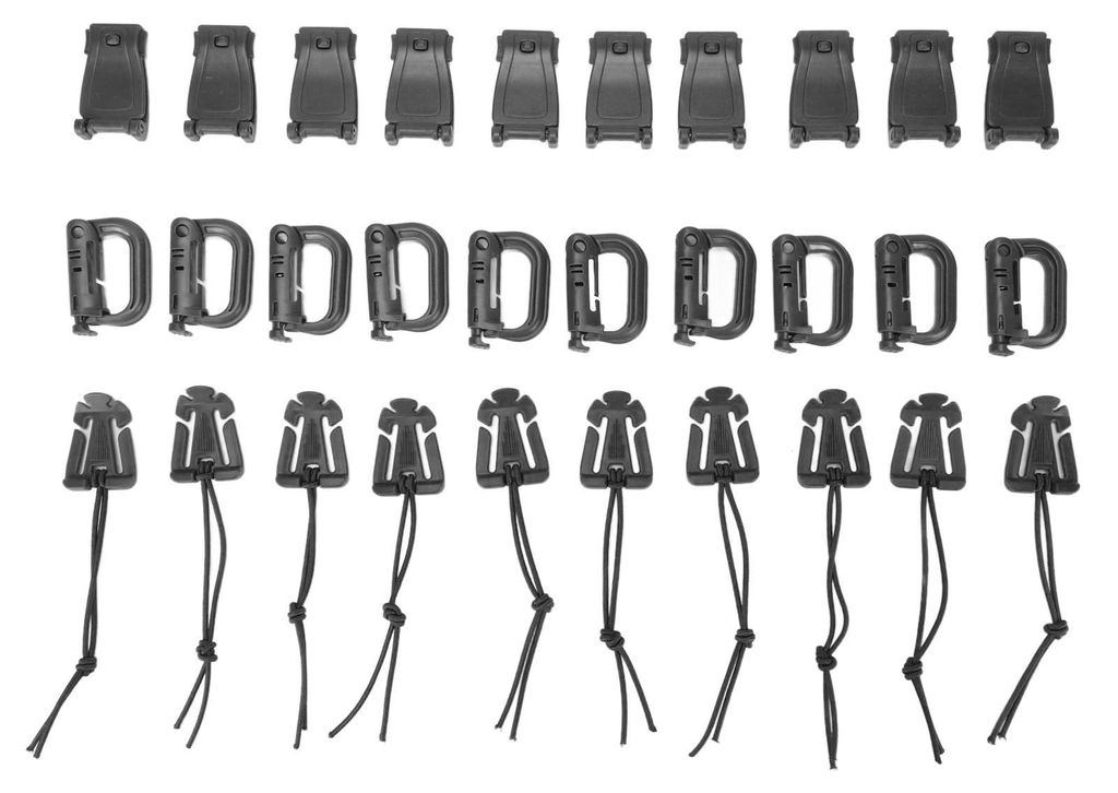30-teiliges Set mit Rucksacktaschen-Clips und Riemen mit D-Ring, Grimlock-Verschluss, elastischen Bändern, Riemen-Management-Tool und Schnalle, sc...
