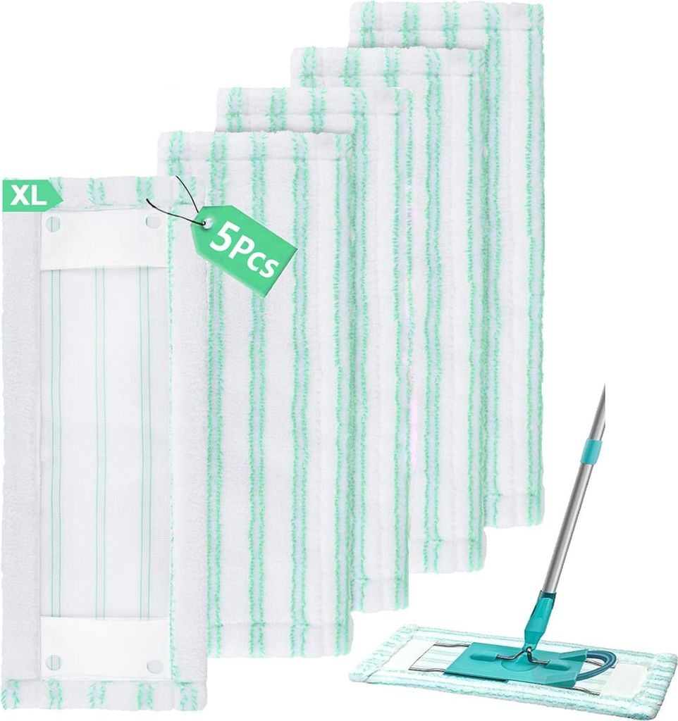 Wischerbezug für Leifheit Profi XL Micro Duo-Profi XL Baumwolle Plus Bodenwischer - Ersatzbezug 2-Fasern-System - spezielle Haare - 40 cm Wischmop...