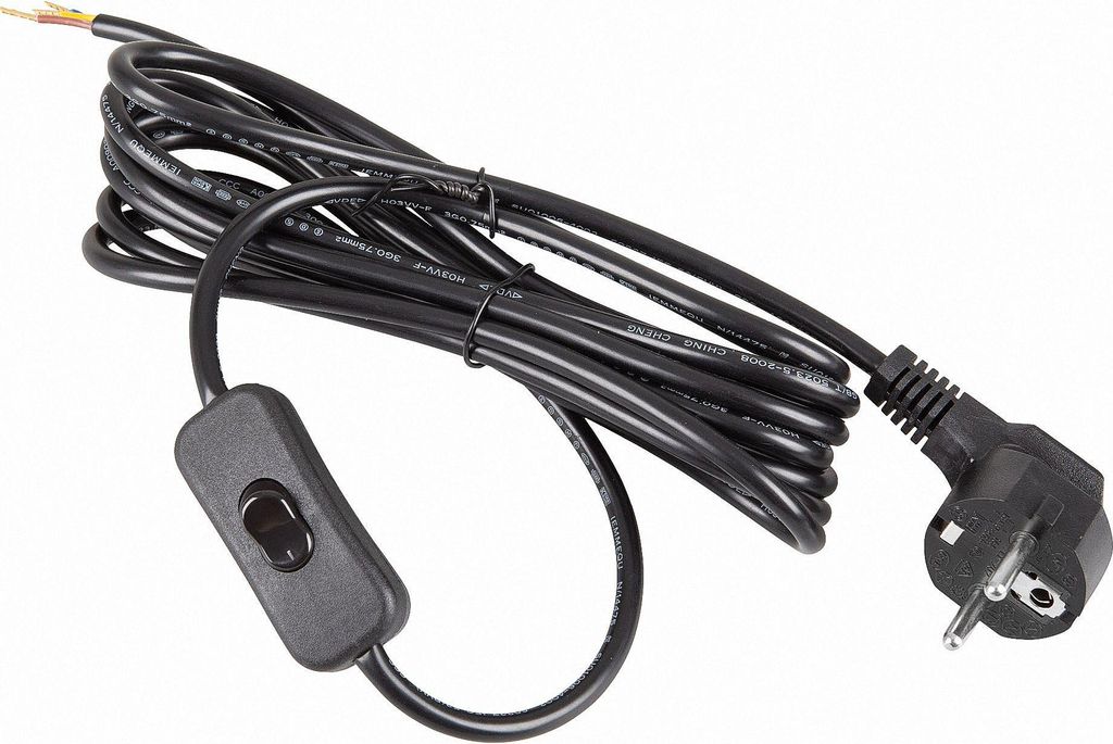Netzkabel 3 m Schuko Schutzkontaktstecker + Schalter 300SW Produktbild 