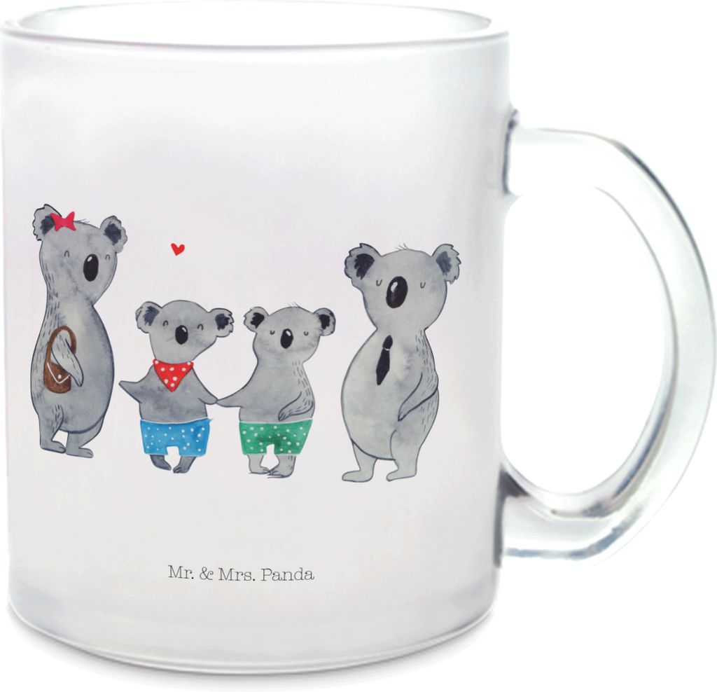 Mr. & Mrs. Panda Teetasse Koala Familie zwei - Transparent - Geschenk, Häferl, Familienzeit, getränkeglas, Muttertag, Pott, Trinkglas, Henkelbech...