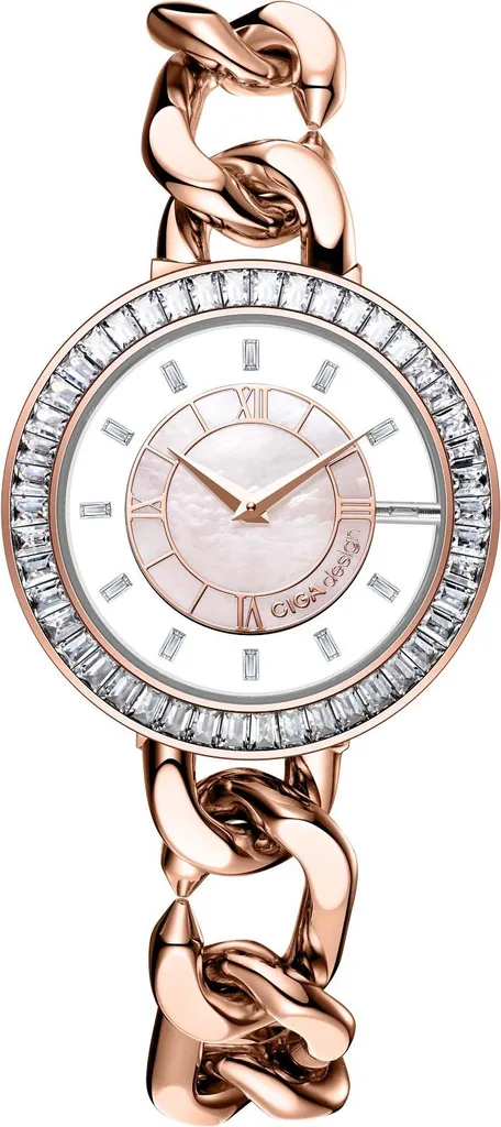 Montre Squelette Femme Ciga Design série D Sparkle en Cuir Blanc Chic