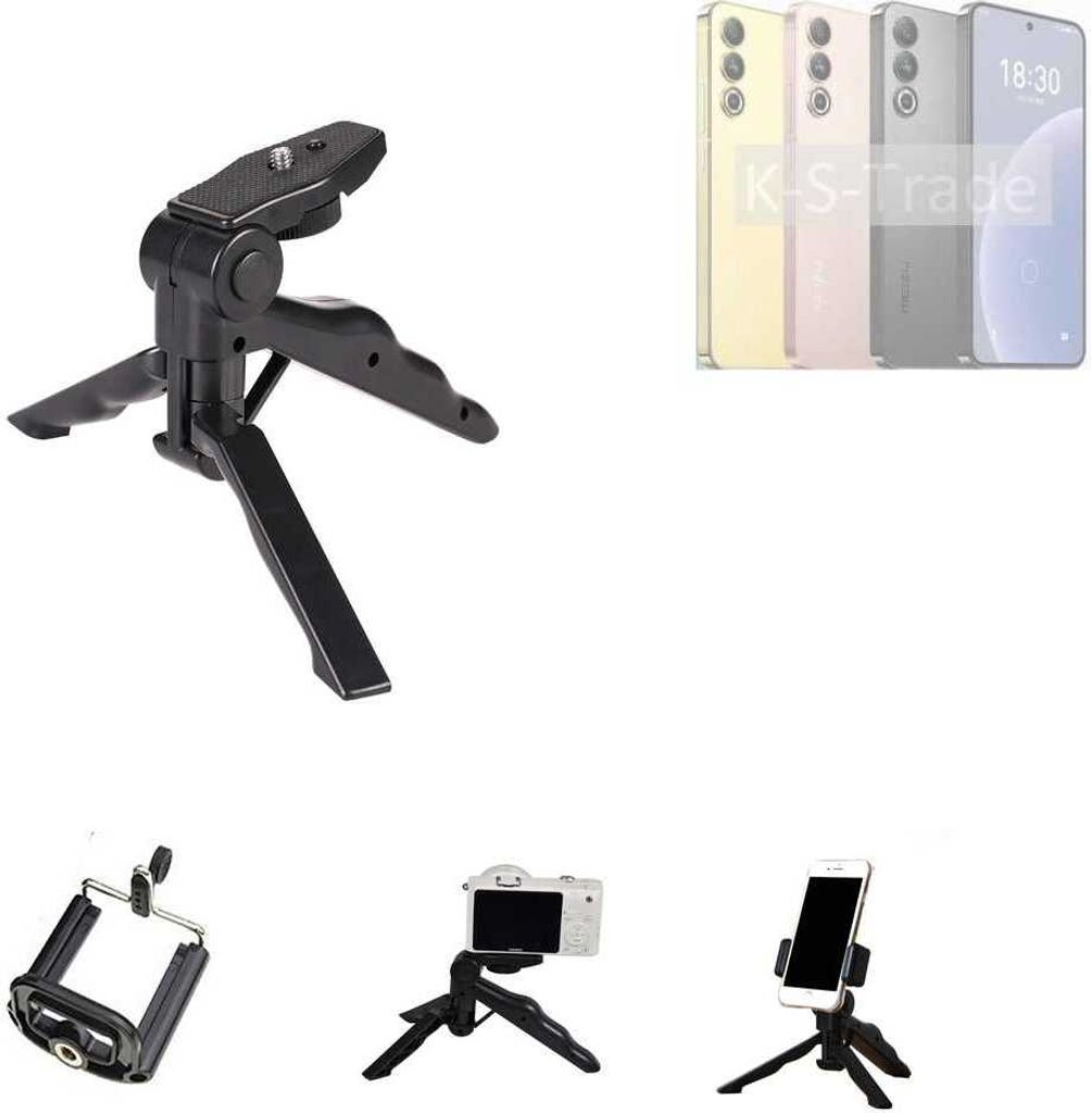 K-S-Trade Stativ Tisch-Ständer Dreibein Handy-Stativ Ständer kompatibel mit Meizu 20 Mini-Stativ Smartphone Tripod Handy-Stativ aus Plastik schwarz