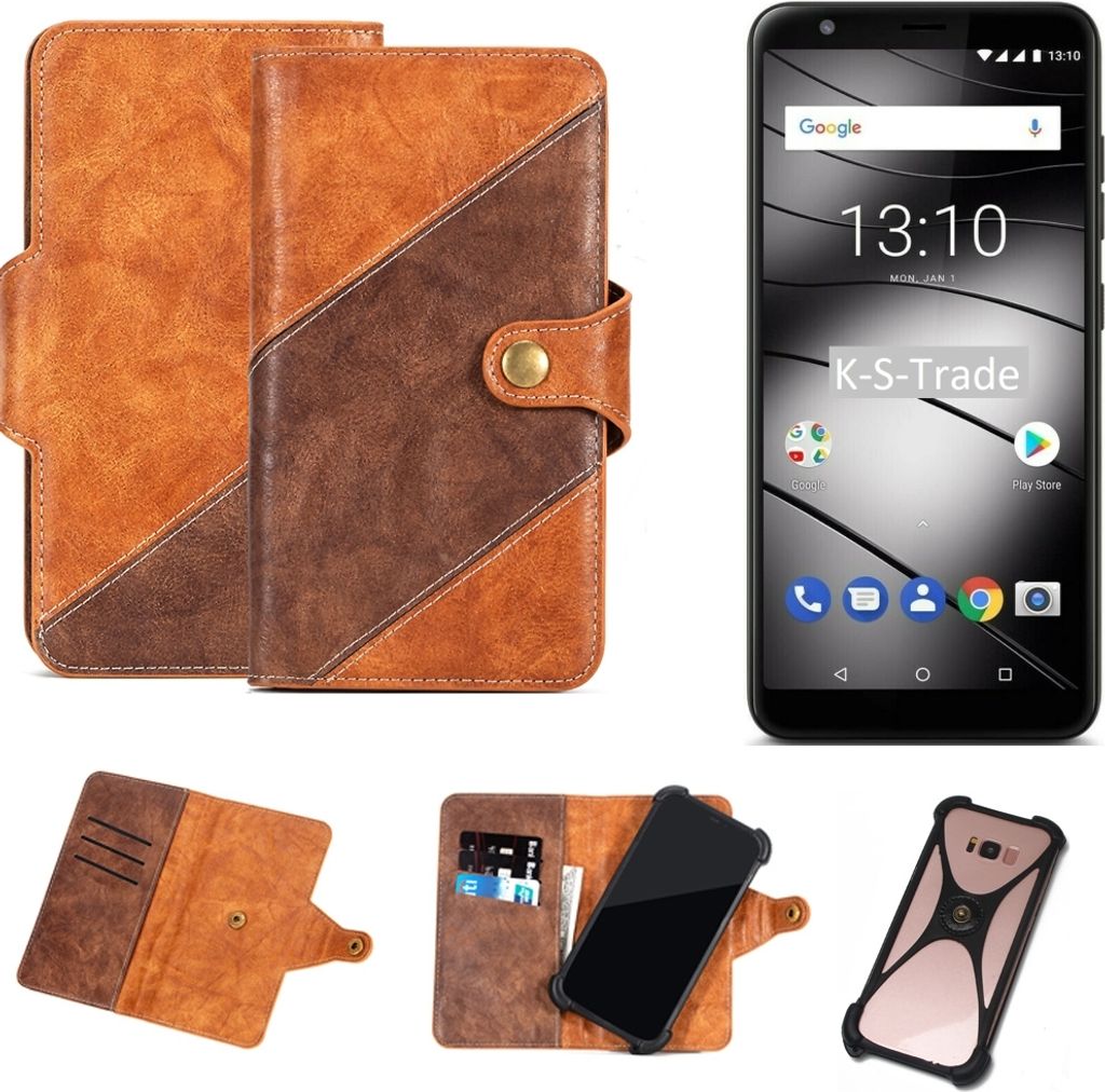 K-S-Trade Handyhülle Schutzhülle Bookstyle Case Wallet-Case kompatibel mit Gigaset GS280 Cover Klapphülle Kantenschutz Smartphone dunkelbraun braun