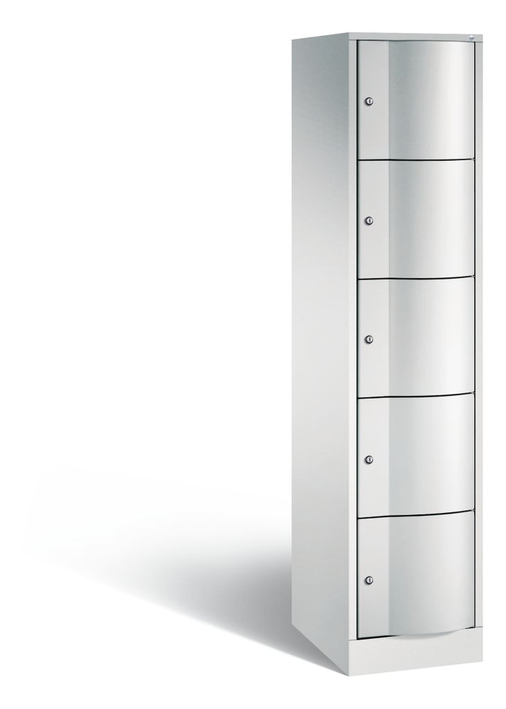 Wertfachschrank mit Spezialtüren, 1x5 Fächer, BxTxH 396x540x1950 mm, RAL 7035