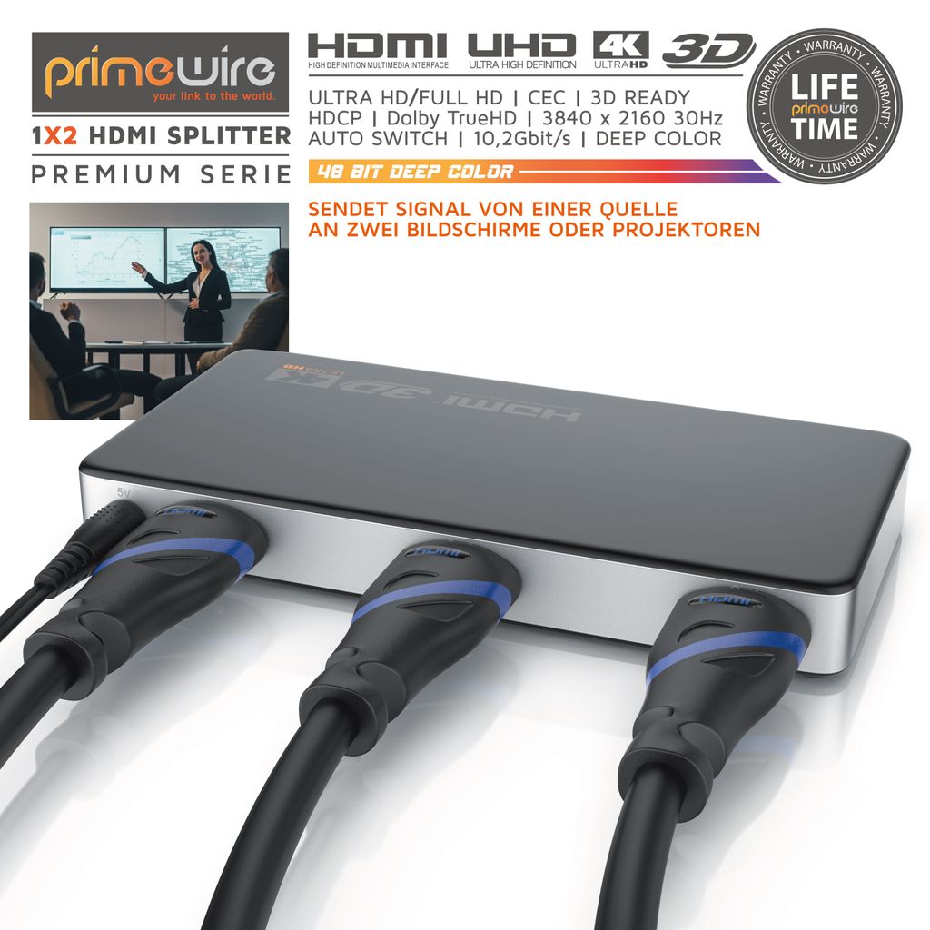 Primewire HDMI Splitter Verteiler 4K UHD 2160p 4K 30Hz, Zdjęcie produktu 3