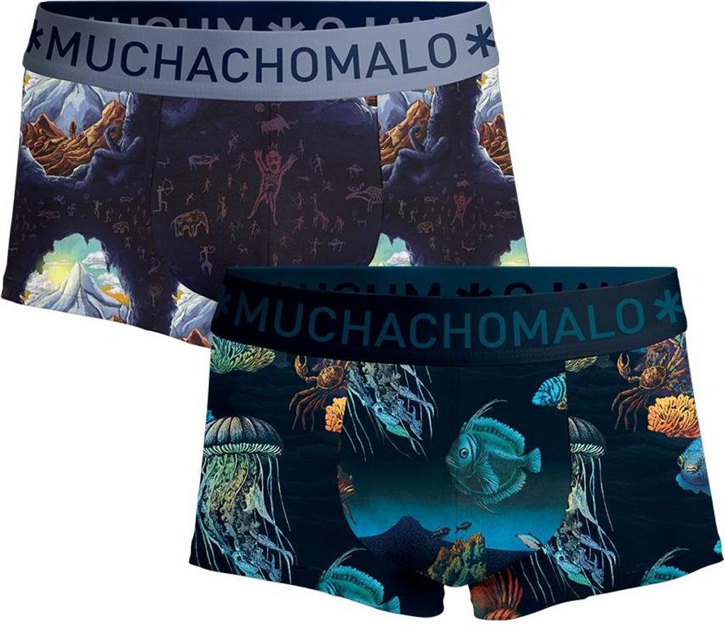Muchachomalo Herren Boxershorts – 2er Pack – Baumwolle Stretch – Bequeme Unterwäsche – Größe L - DEEPSEAMOUNTAINTOPS3025-04