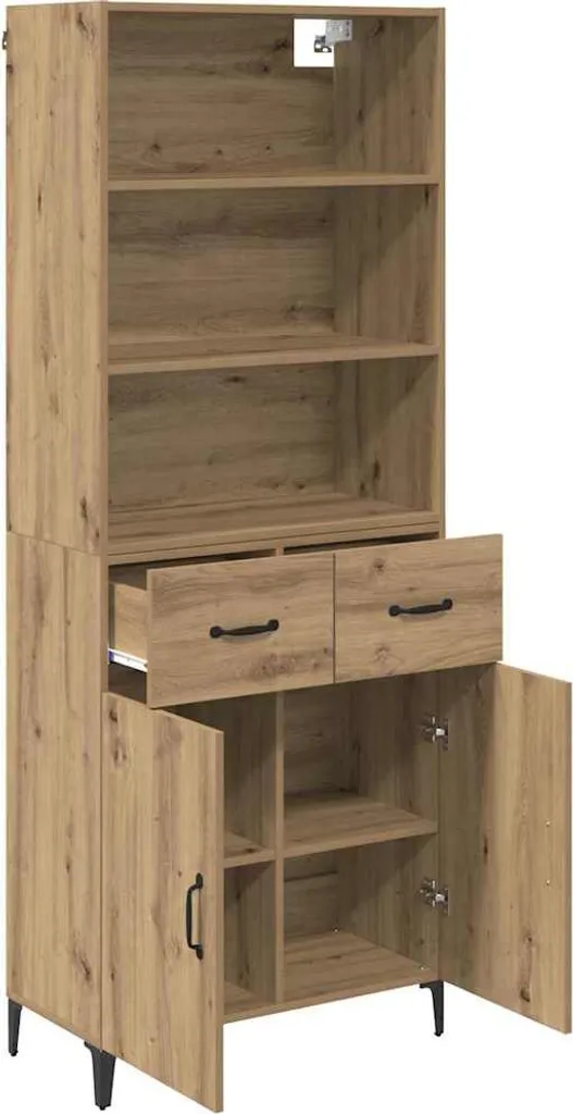 vidaXL Credenza rovere artigianale 69,5 x 34 x 180 cm Materiale a base di legno - 5