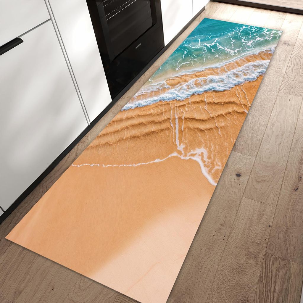 Küchenteppich 80x250cm rutschfest & abwischbar PVC Läufer - am und Wellen