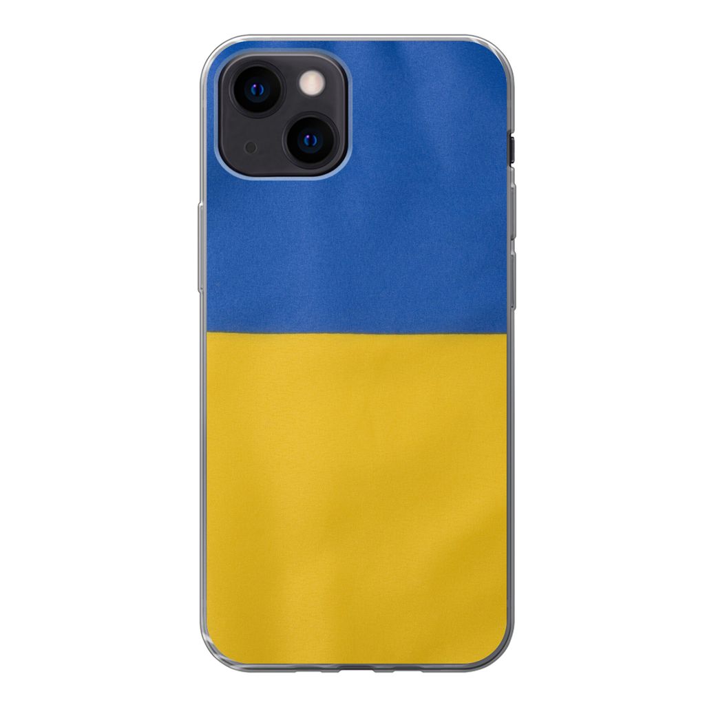 MuchoWow Handyhülle Schutzhülle Hülle für iPhone 13 mini Nahaufnahme der Flagge der Ukraine Silikon Softcase Handy Hülle - Softcase