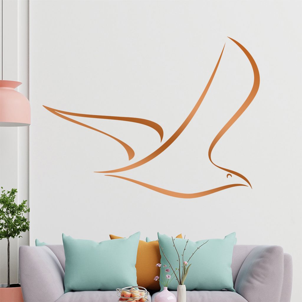Vogel Linien Wandtattoo in 6 Größen - Wandaufkleber Wall Sticker - Dekoration, Küche, Wohnzimmer, Schlafzimmer, Badezimmer