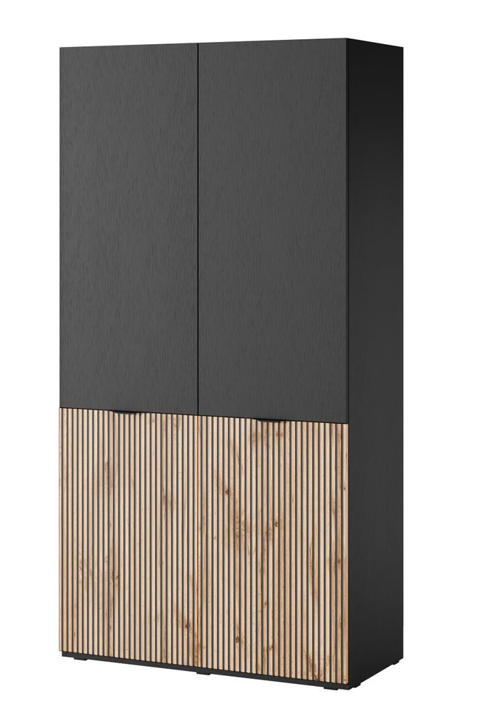 Kleiderschrank: zwei Türen, Farbe: schwarzer Graphit und Wotan-Eiche,