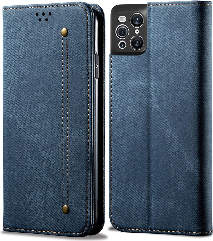 OPPO Find X3 Pro Hülle, LaimTop Denim Leder Brieftasche Magnetverschluss Flip Bookstyle Schutzhülle mit Standfunktion für OPPO Find X3 / Find X3...
