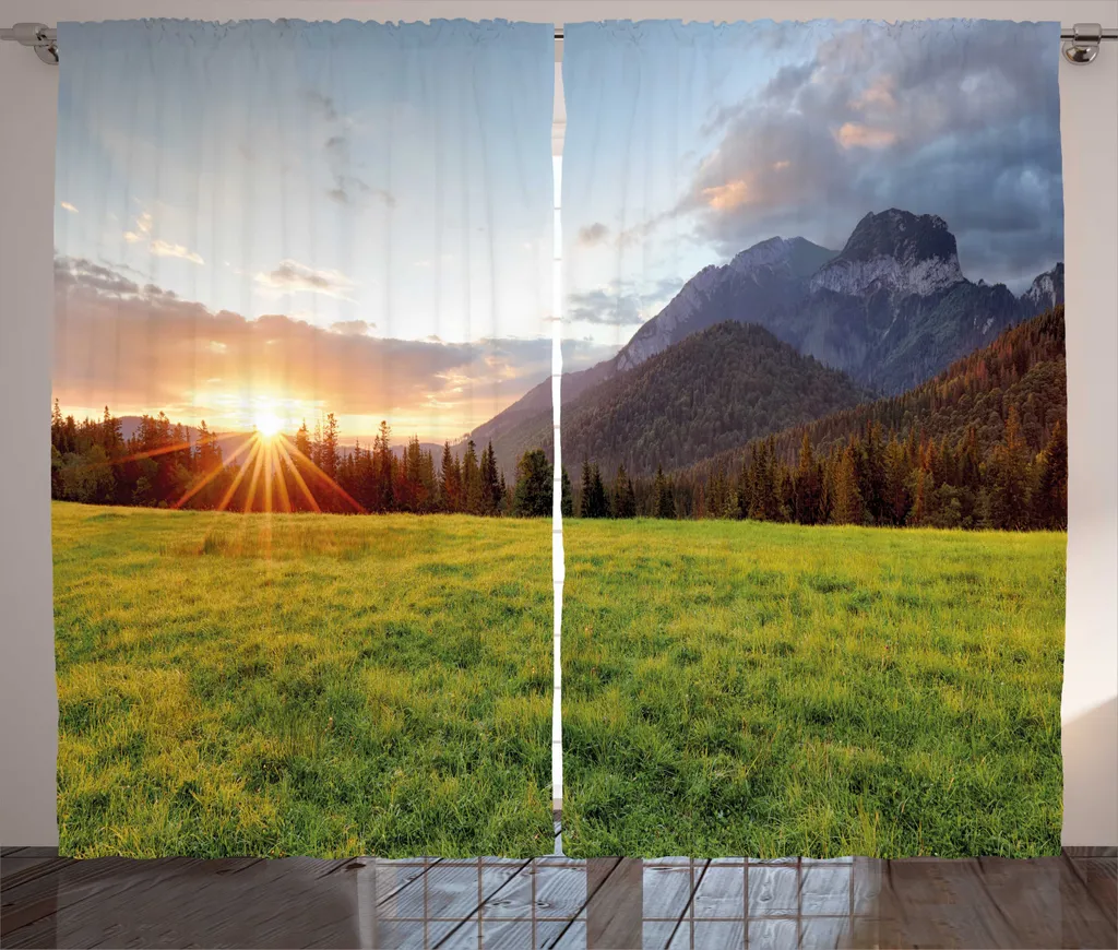 Rideau pour salon paysage montagne pour une décoration nature 280x225 cm