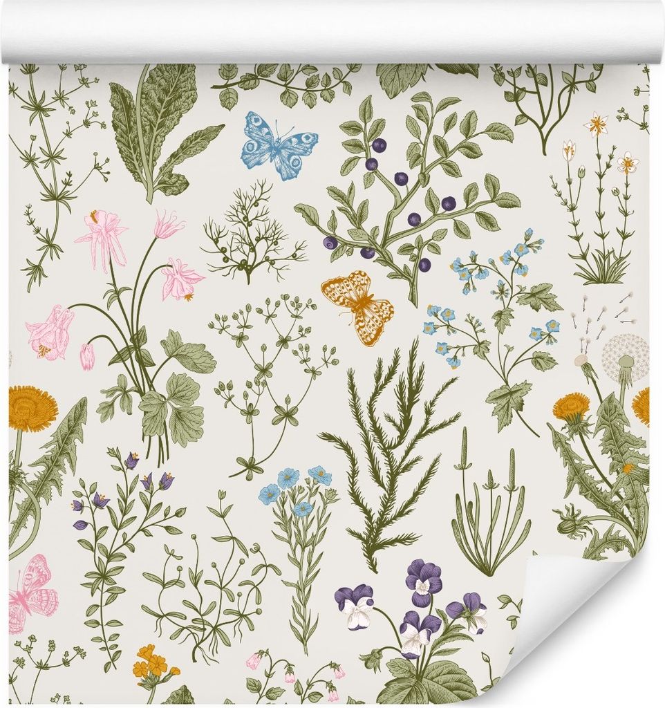 10m VLIES TAPETE Rolle Natur Blumen Pusteblumen Schmetterlinge Flora XXL