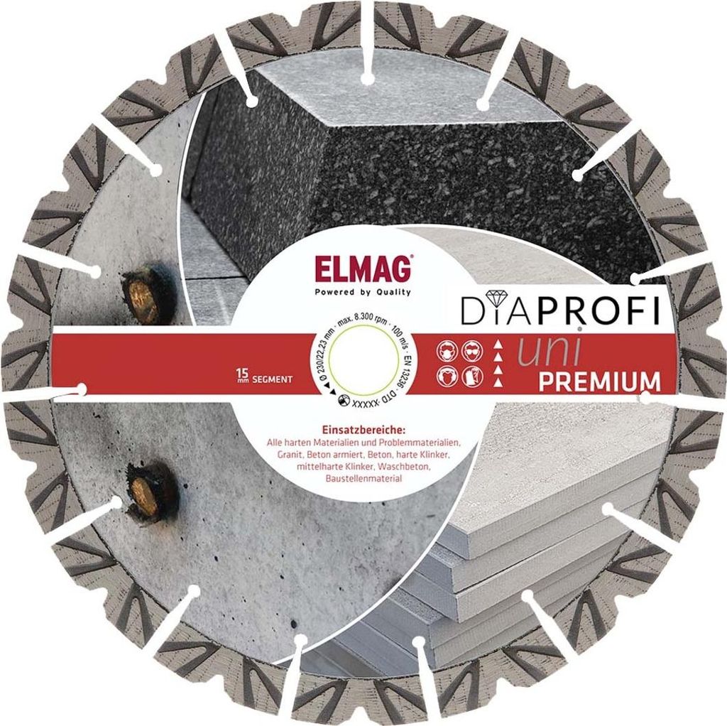 ELMAG DiaProfi-Diamantscheibe UNI-PREMIUM Ø300mm Bohrung: 25,4mm (für Trocken- und Nassschnitt)