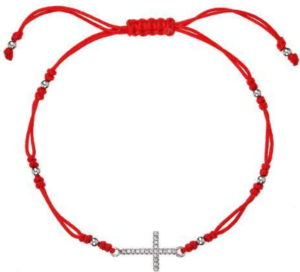 Bracelet fil rouge protection Kabbale et croix, bijou porte-bonheur zen