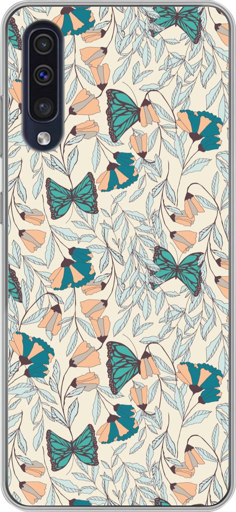 MuchoWow Handyhülle Schutzhülle Hülle für Telefoonhoesje Samsung Galaxy A50 Mädchen - Schmetterling - Blumen - Muster - Mädchen - Kinder - ...